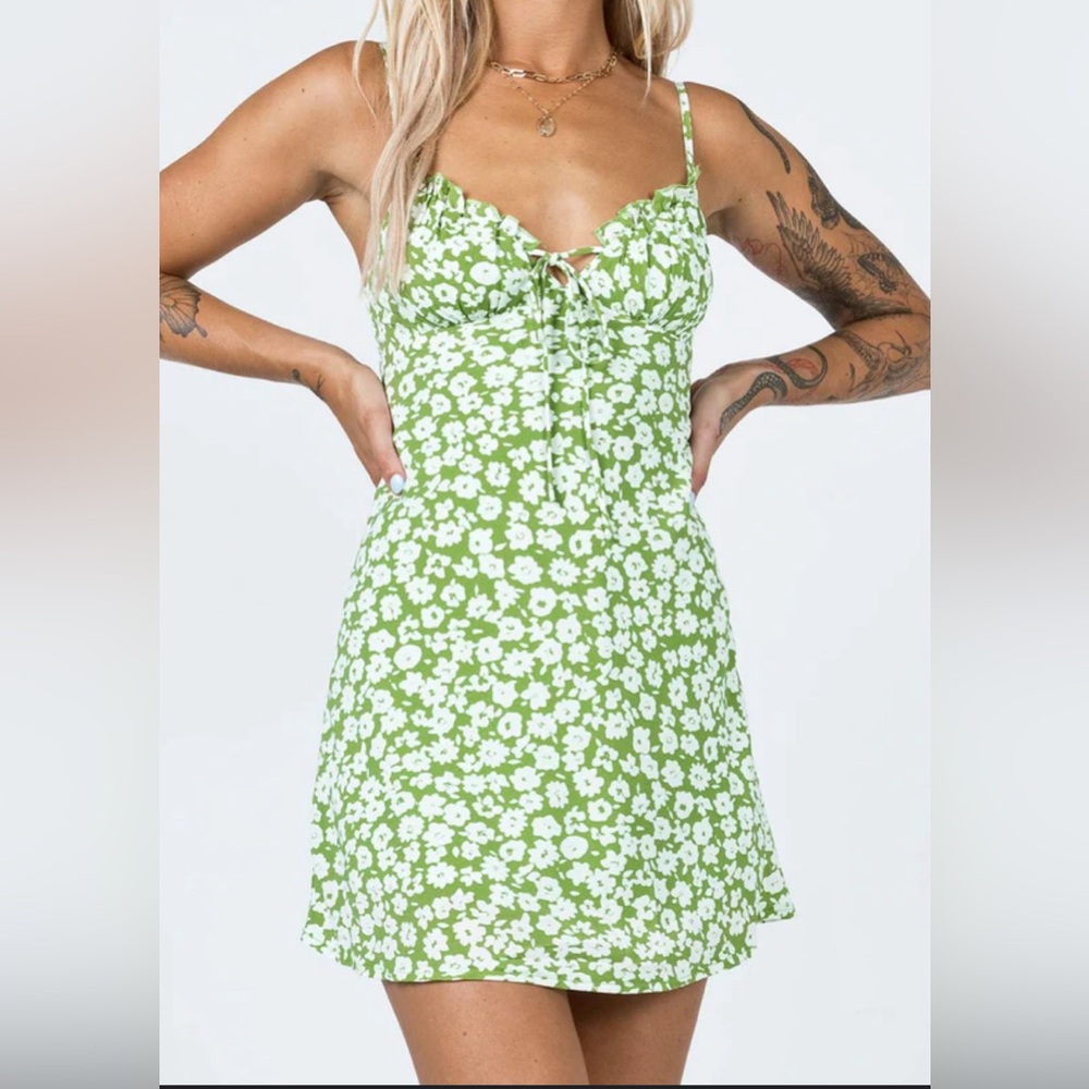Princess Polly Green Floral Mini Dress size 4